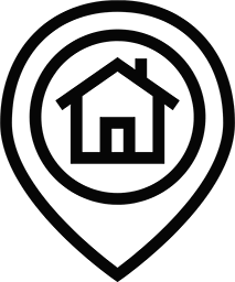Map pin icon with a house inside