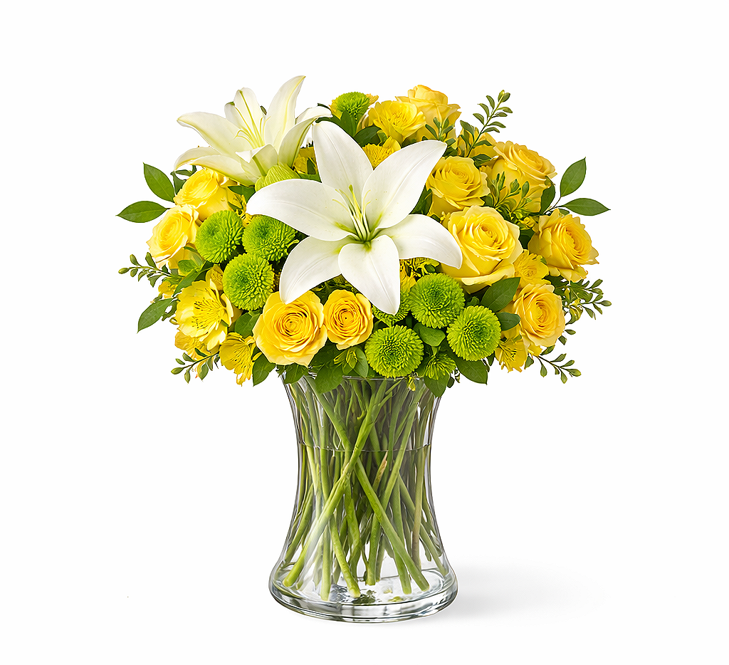 valteos flowers and gifts+arrangement+golden+serenity+lily+roses+mums+greenery
