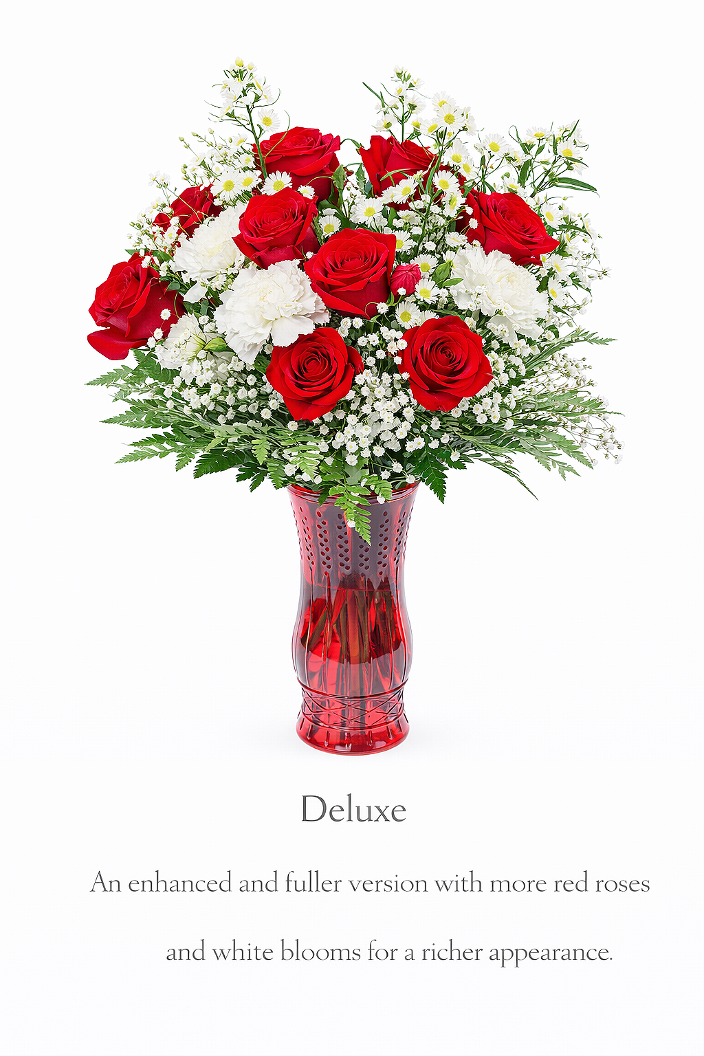 valteos flowers and gifts+ Romance and paradise arrangement+red rose+redvase