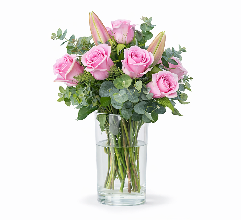 blushing+celebration+arrangement+rose+Lily