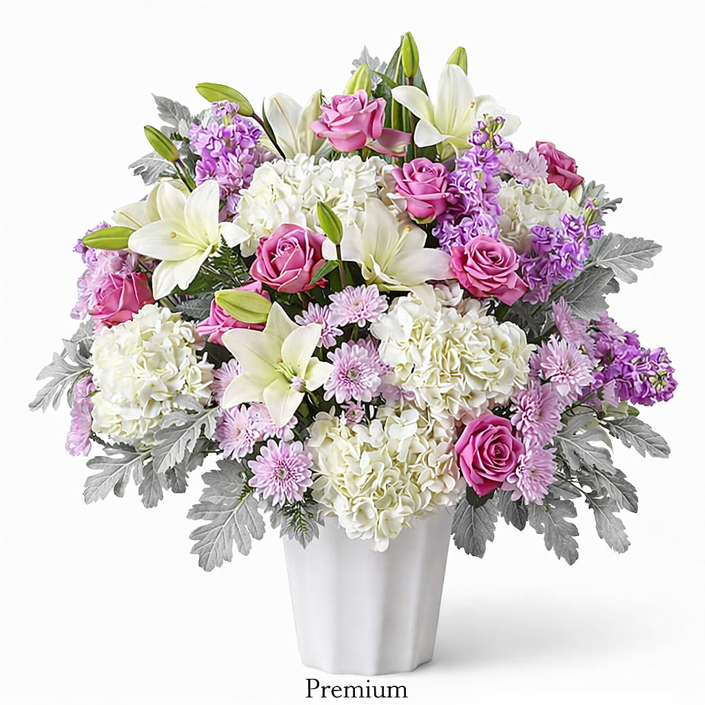 valteos flowers and gifts+arrangement+heavenly whispers+pink+roses+carnations+hydrangeas