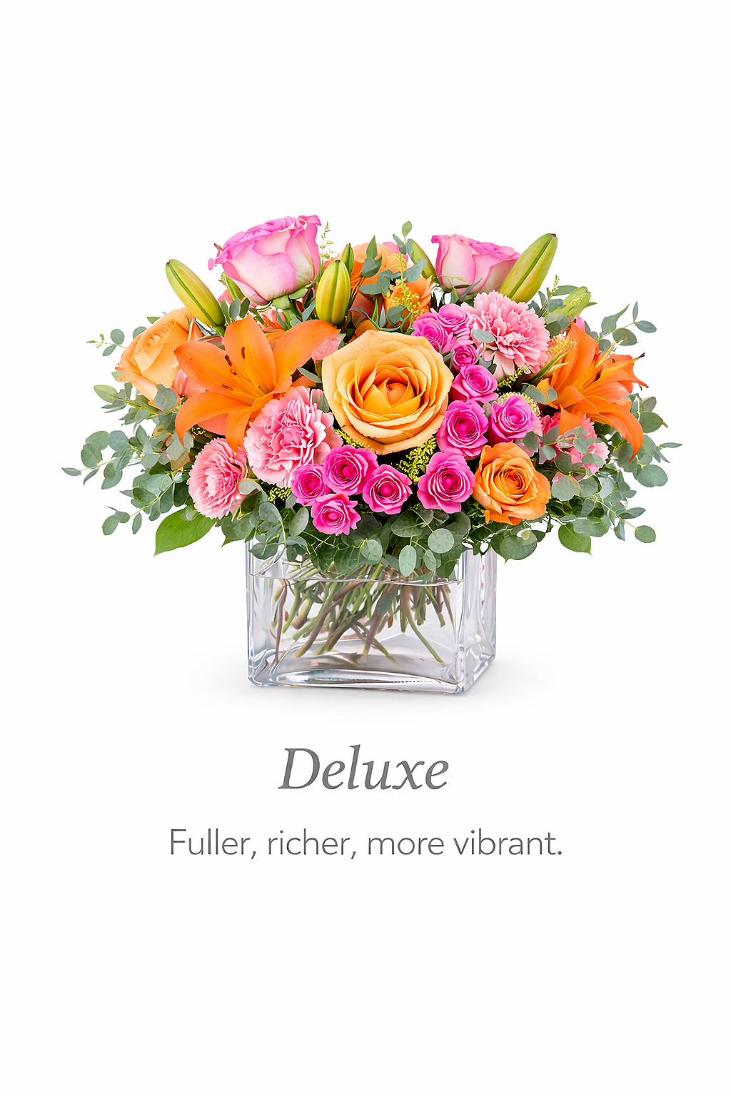 peach blossom delight+flower arrangement shop+peach+rose+Lily+carnations