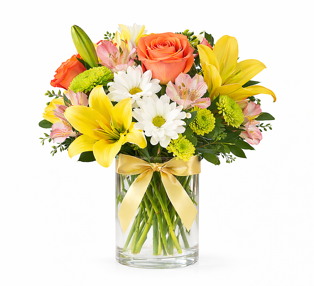 valteos flowers and gifts+arrangement+desert garden+yello+orange+carnations+roses+lilies+chrysanthemums