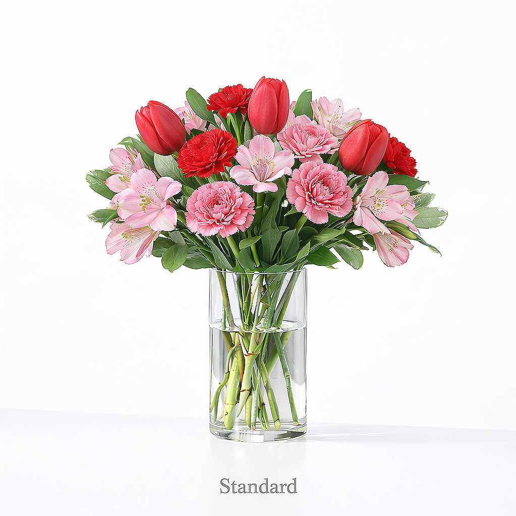 valteos flowers and gifts+arrangement+blushing blossoms+pink+carnations+roses+alstroemeria