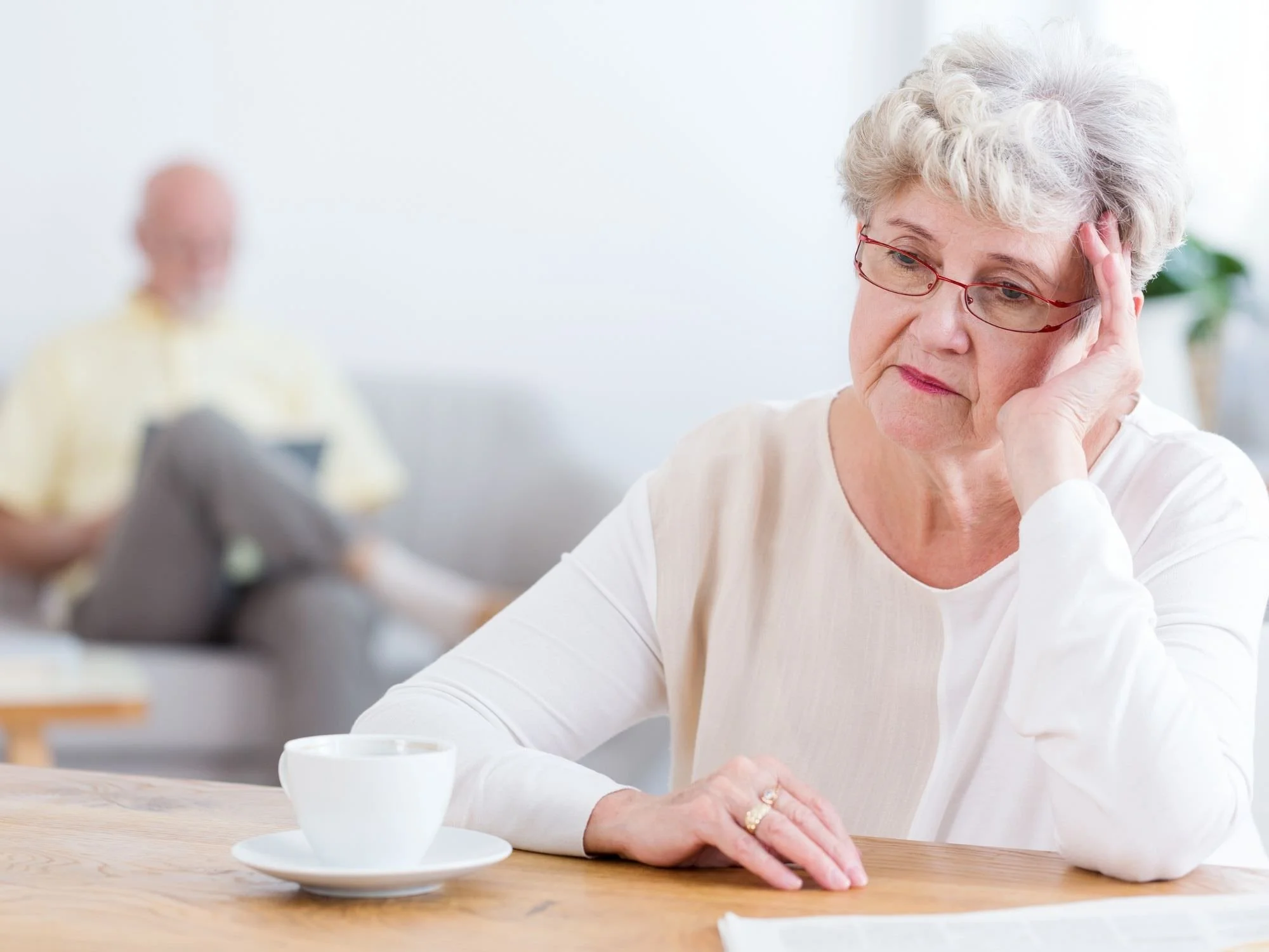 older woman frustrated with a man