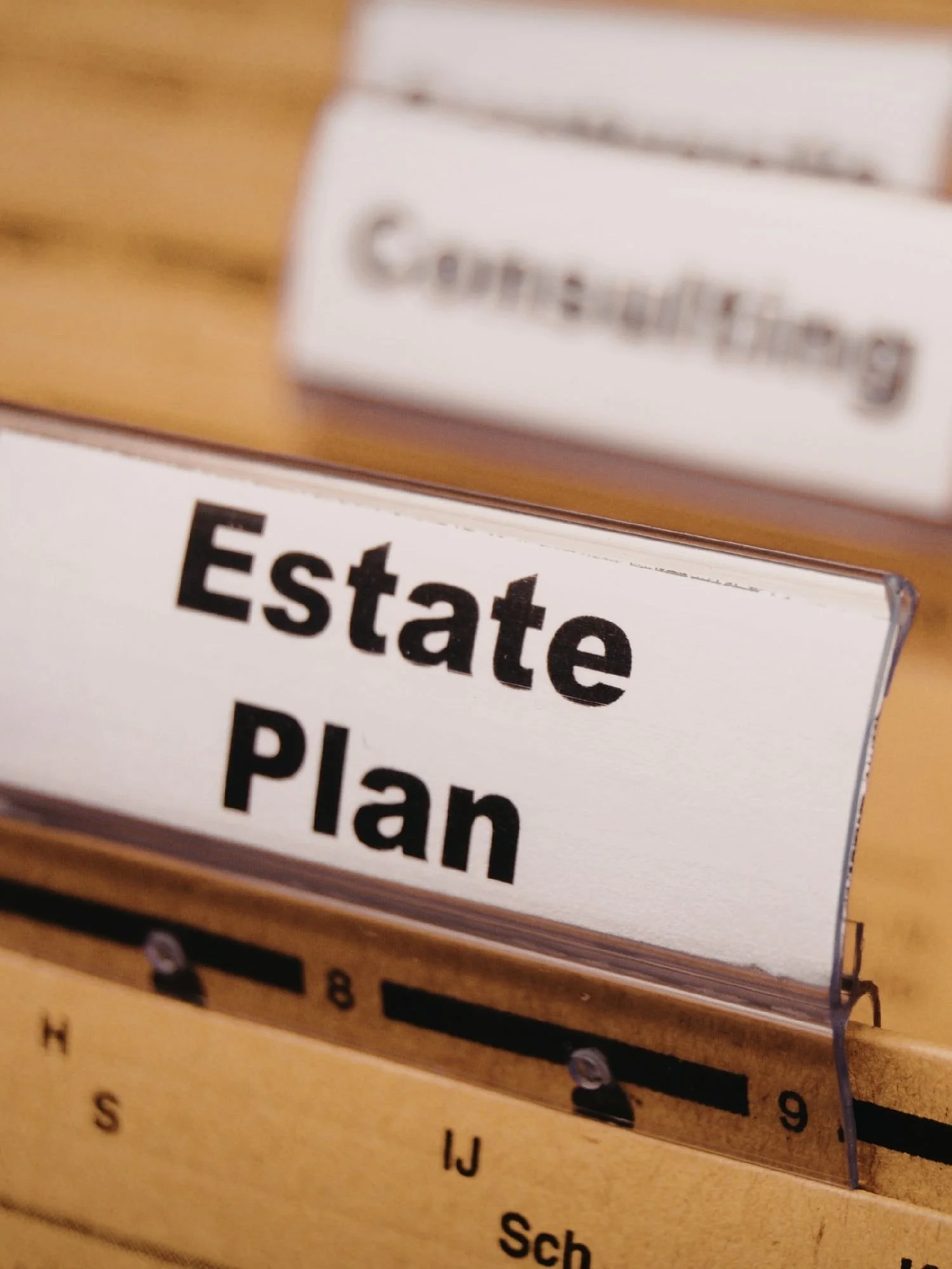 Folder with a tab on it that says "estate plan"