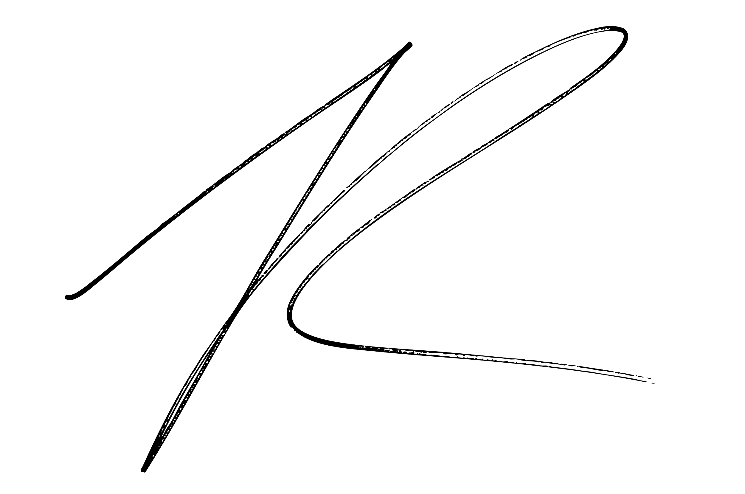 White signature-style letter 'K' on black background.