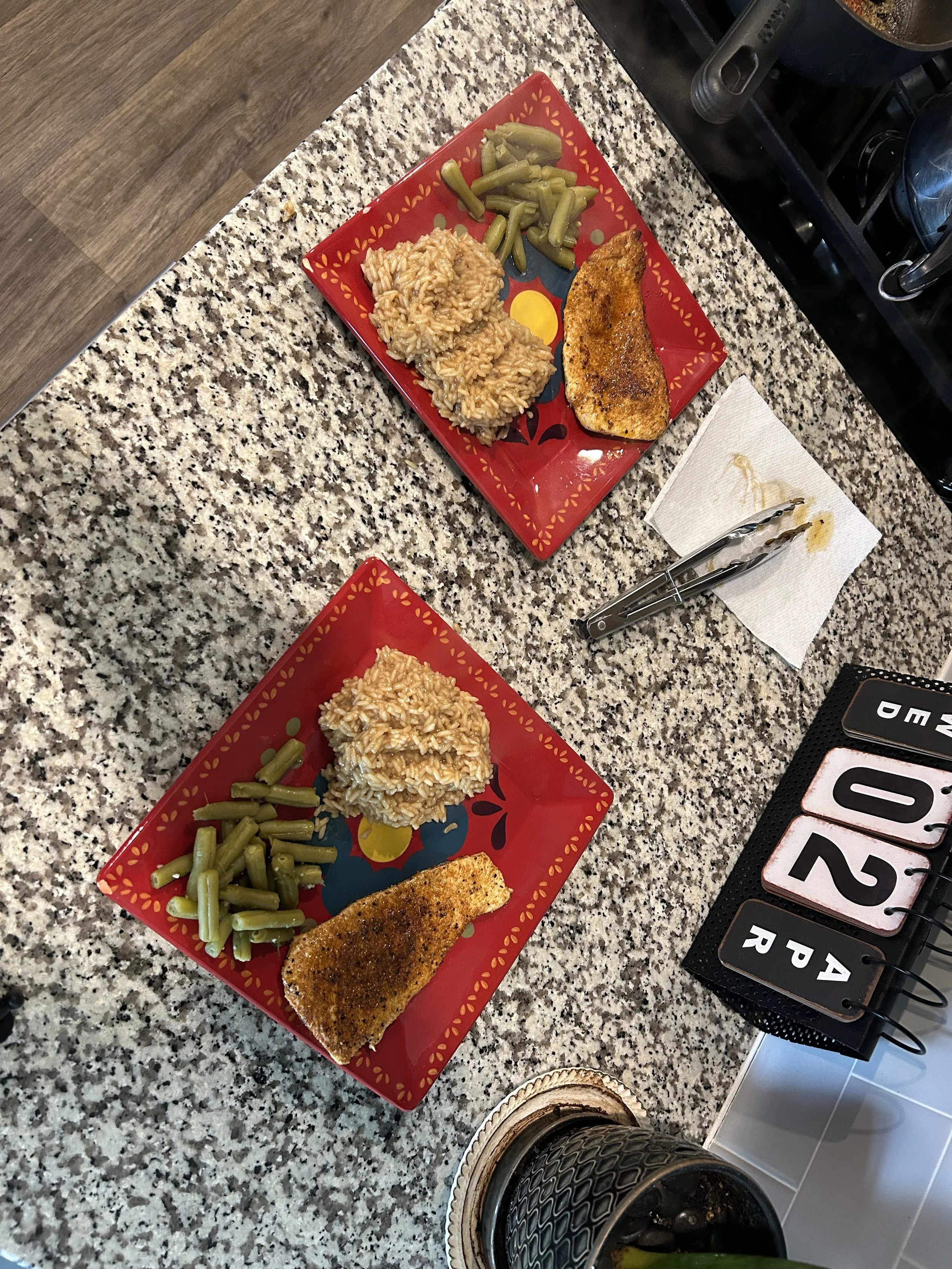 Cajun Chicken W/ Consomme Rice and Green Beans