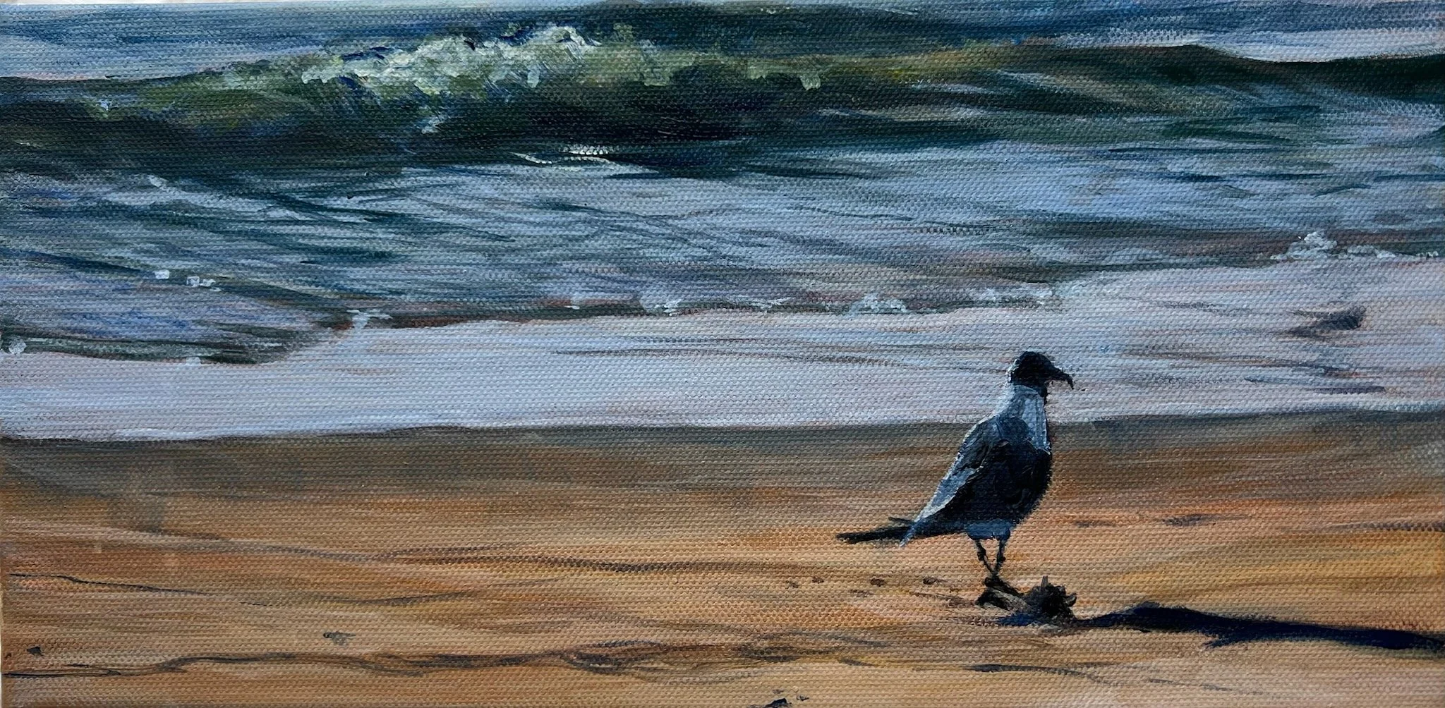 Tern at the Shore, 6x12 Acrylic on Canvas