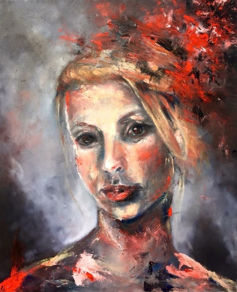 Self Portrait in Red, 18x24 