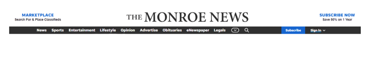Monroe Evening News front page featuring Shake It Up Lemonade local business story in Monroe, Michigan