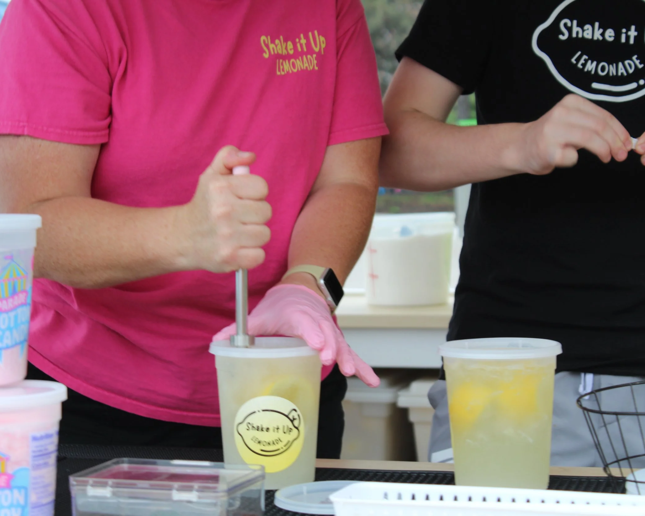 Shake It Up Lemonade team preparing fresh lemonade at Acoustics for Autism, Maumee Ohio