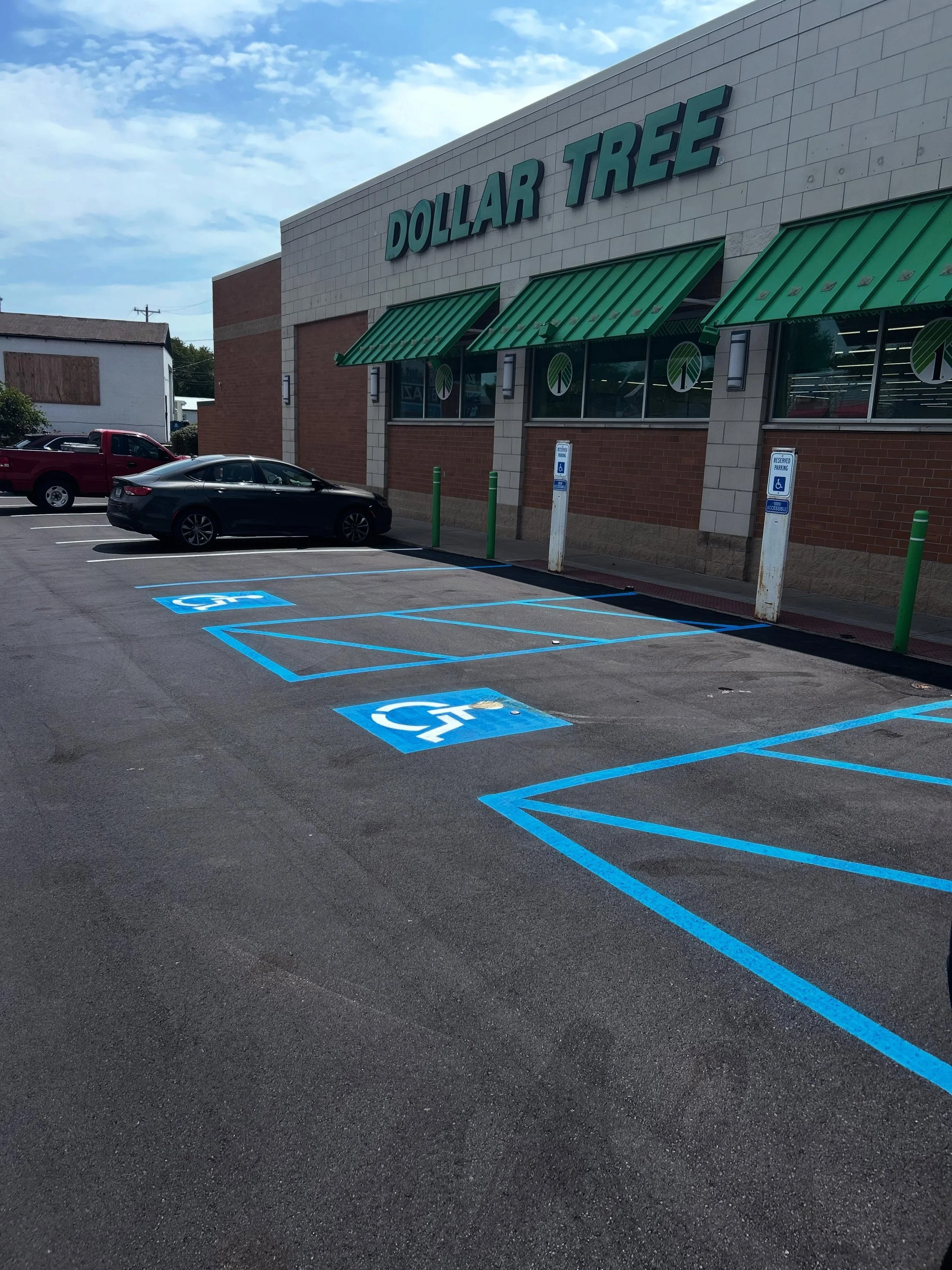 Dollar Tree in Brazil Indiana with parking lot striping completed by Blacktop Boss.