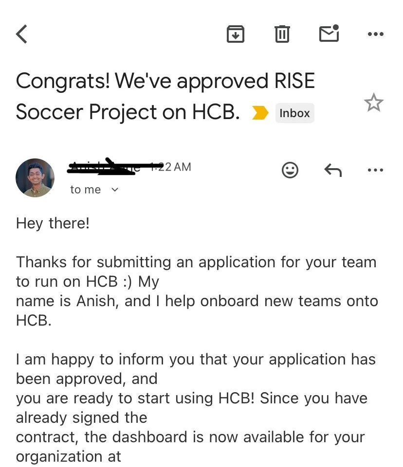 Big news for RISE Soccer Project ⚽

We&rsquo;ve officially been approved for fiscal sponsorship through HCB, allowing us to operate as a 501(c)(3) fiscally sponsored nonprofit project.

This means we can now fundraise and grow our mission of expandin