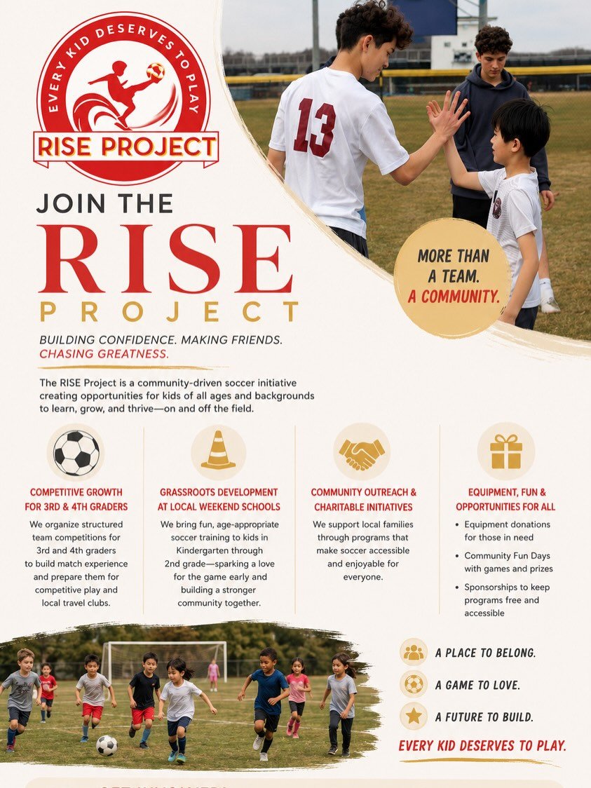 Ready to level up? ⚡️
We&rsquo;re excited to announce our FREE Summer Programs are now open for registration! At Rise Soccer, we believe in providing top-tier opportunities for every player to grow, compete, and lead.
Come see what the hype is about 
