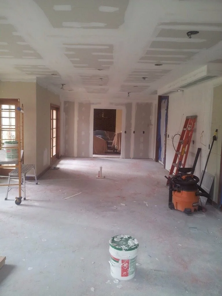 Sheetrock installed and floor leveled