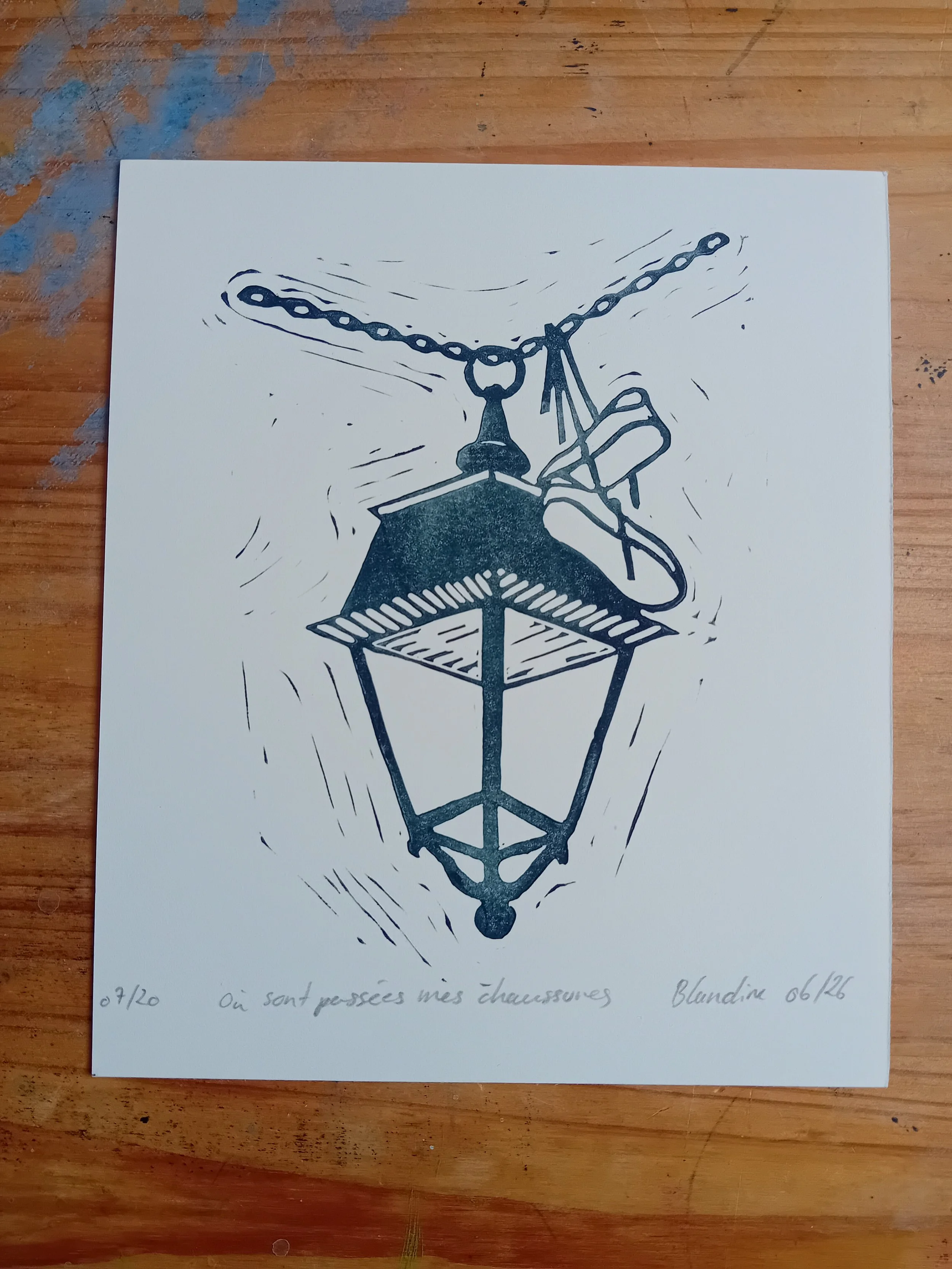 Où sont passées mes chaussures - linogravure