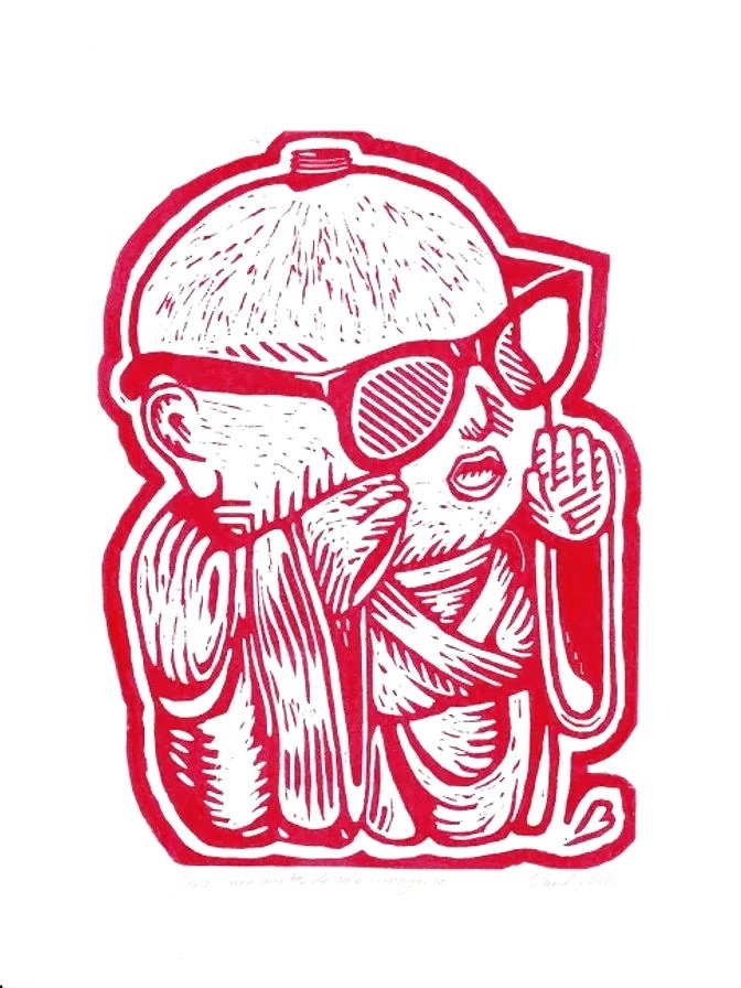 bonze aux lunettes de soleil - magenta