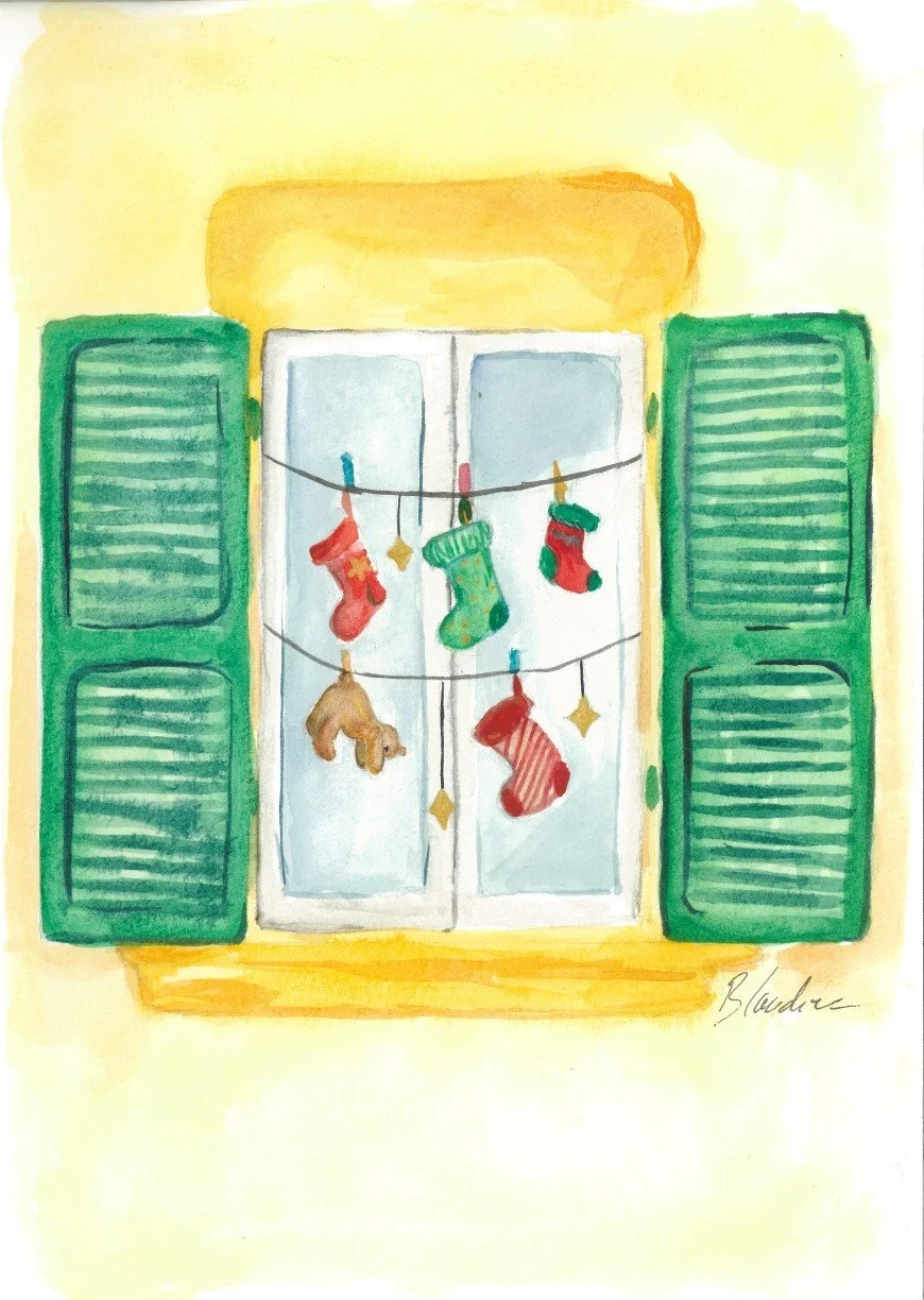 noël - fenêtre et chaussettes