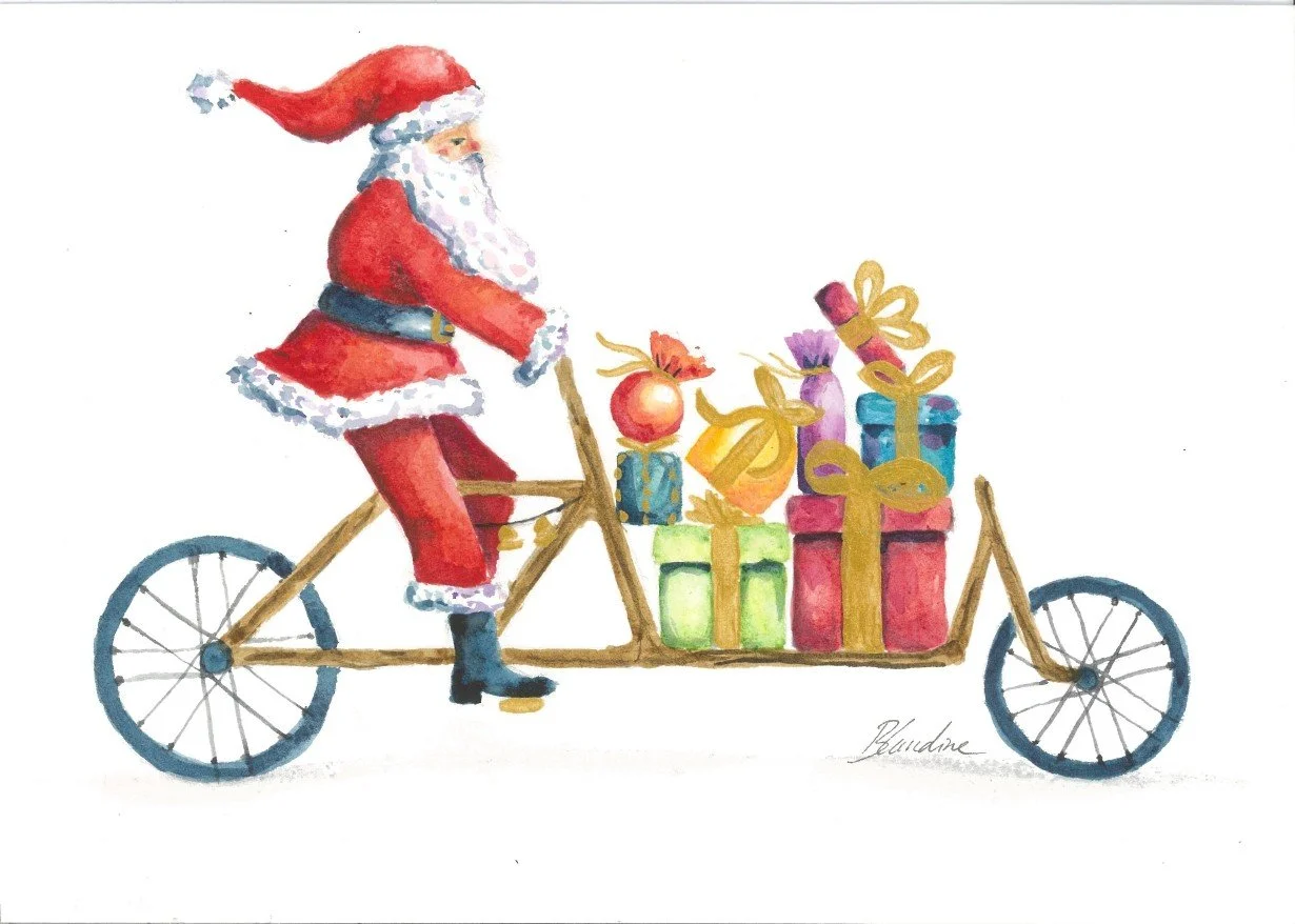 noël - père noël à vélo