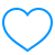 A simple blue heart outline on a white background.