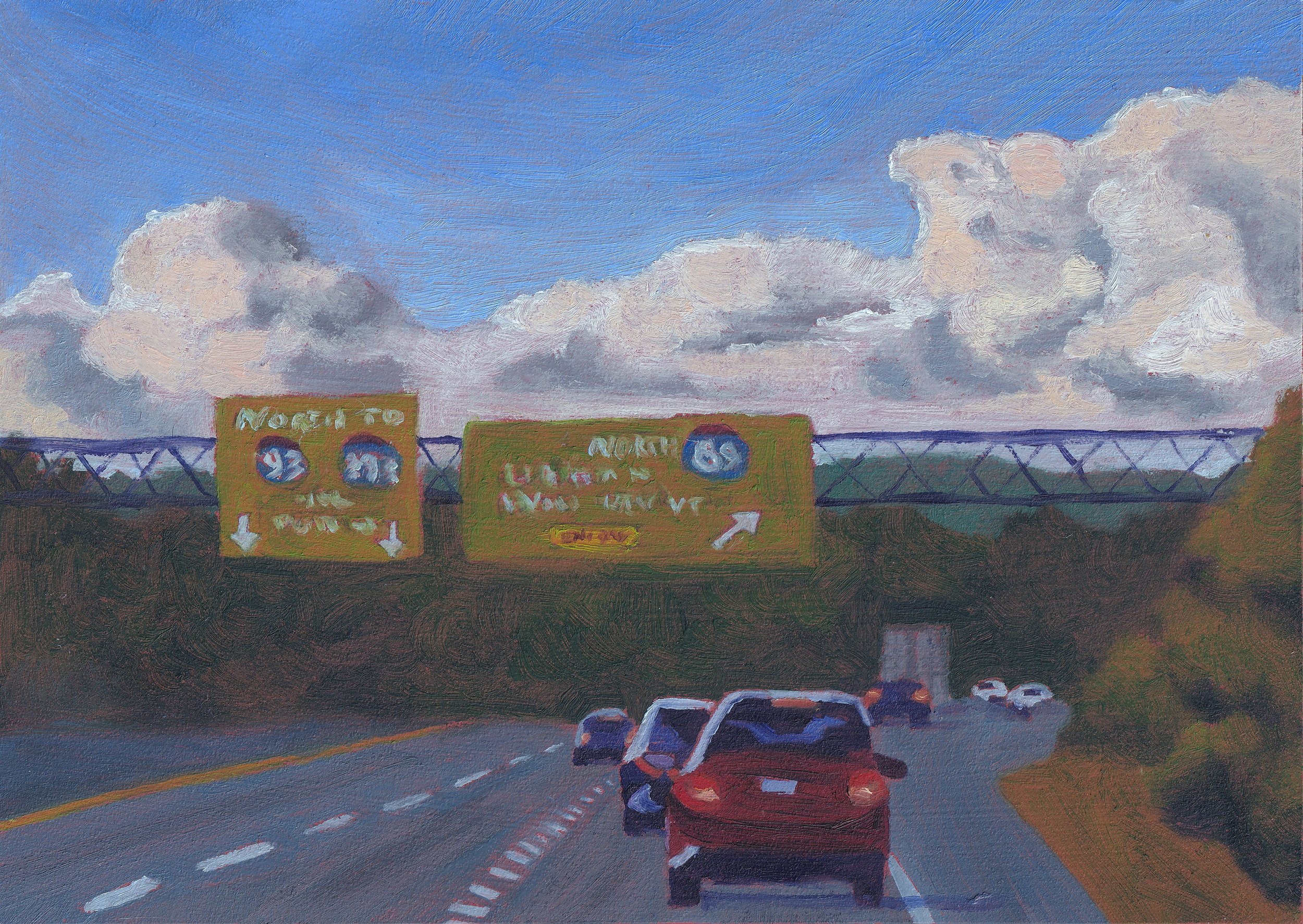 An Evening on the Highway Original Oil Painting