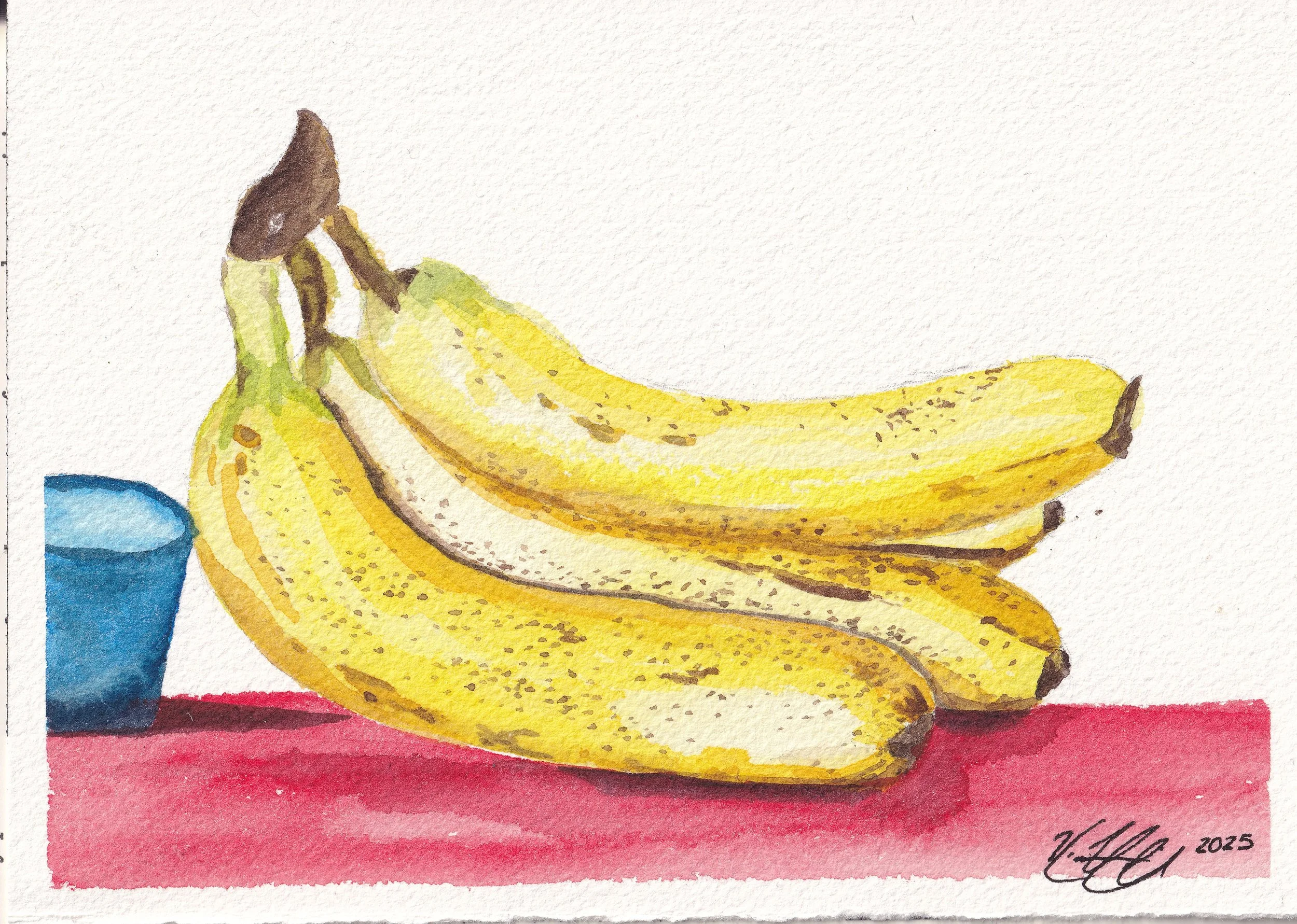 Colorful Bananas Watercolor Painting