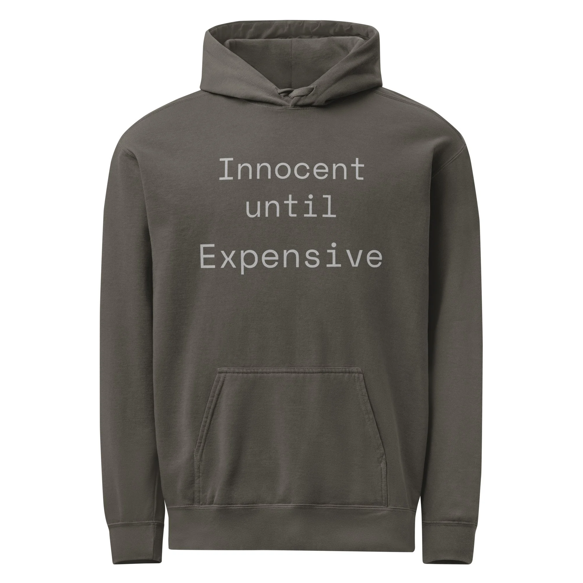 Innocent Until Expensive™ Hoodie — Dark Edition