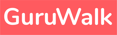 Red background with white text that says 'GuruWalk'.