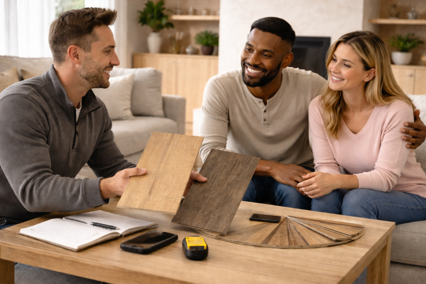 Engineered hardwood flooring installation in a Walnut Creek CA living room