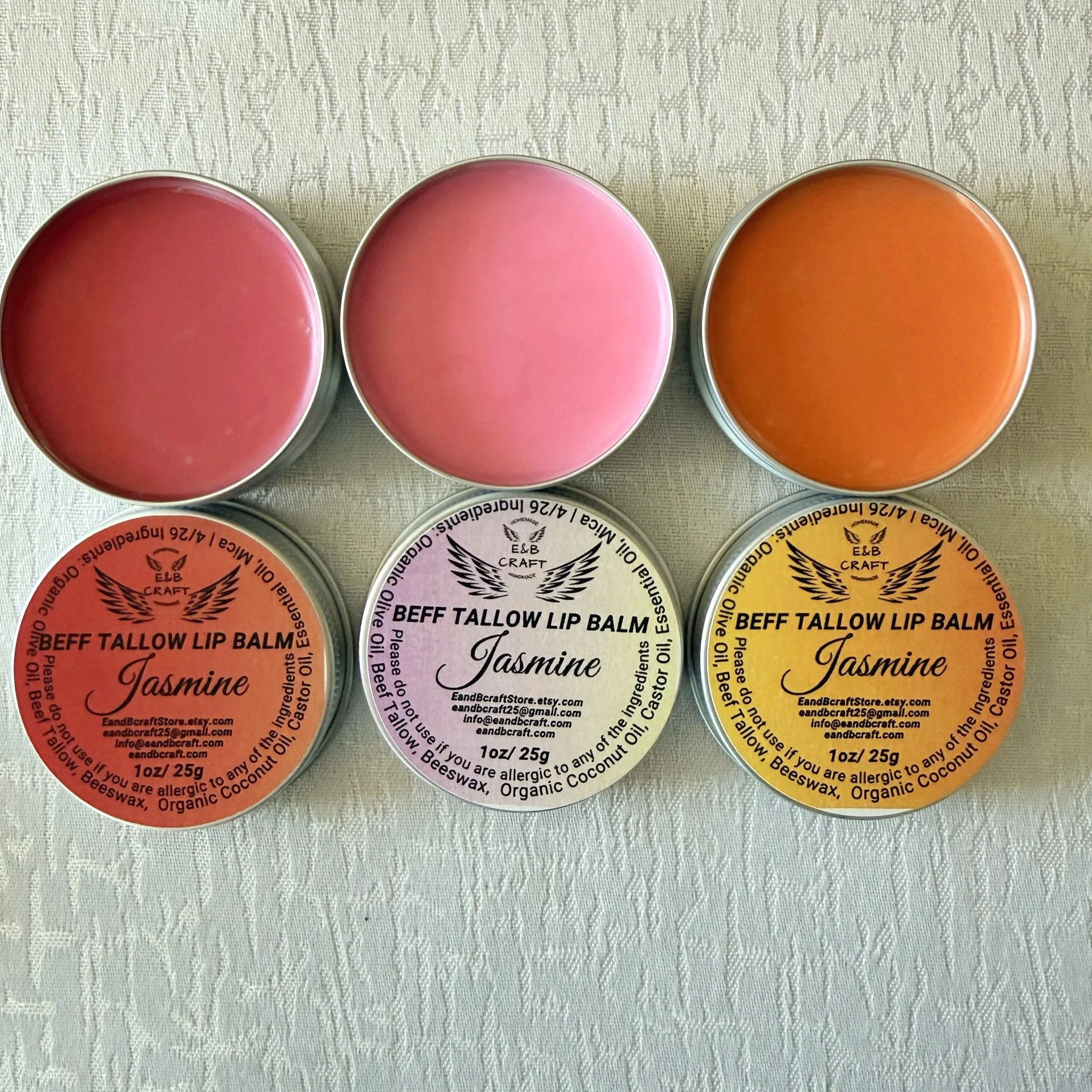 Jasmine Glow Beef Tallow Lip Balm | 1 oz Natural Tinted Shades