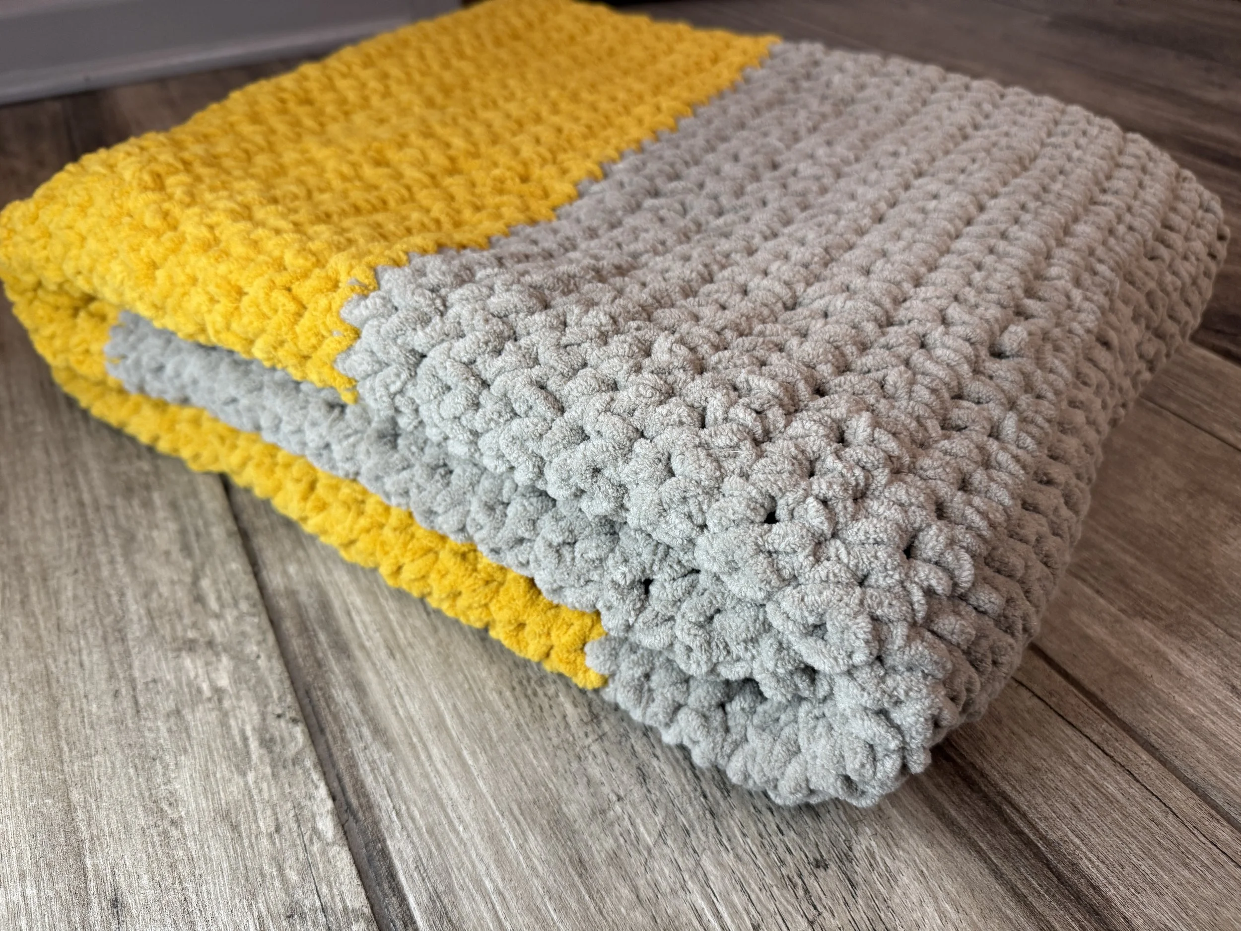 Gold & Grey  Handmade Crochet Blanket