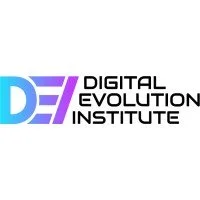Logo for the Digital Evolution Institute with stylized text and purple and blue design elements.