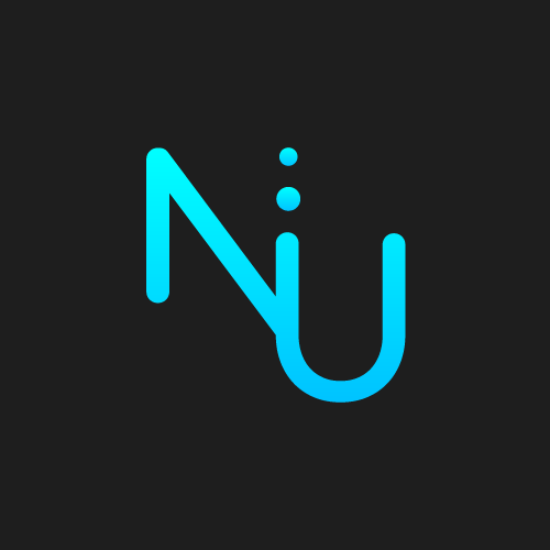 A stylized blue letter 'N' with dots resembling a mole or bullet on a black background.