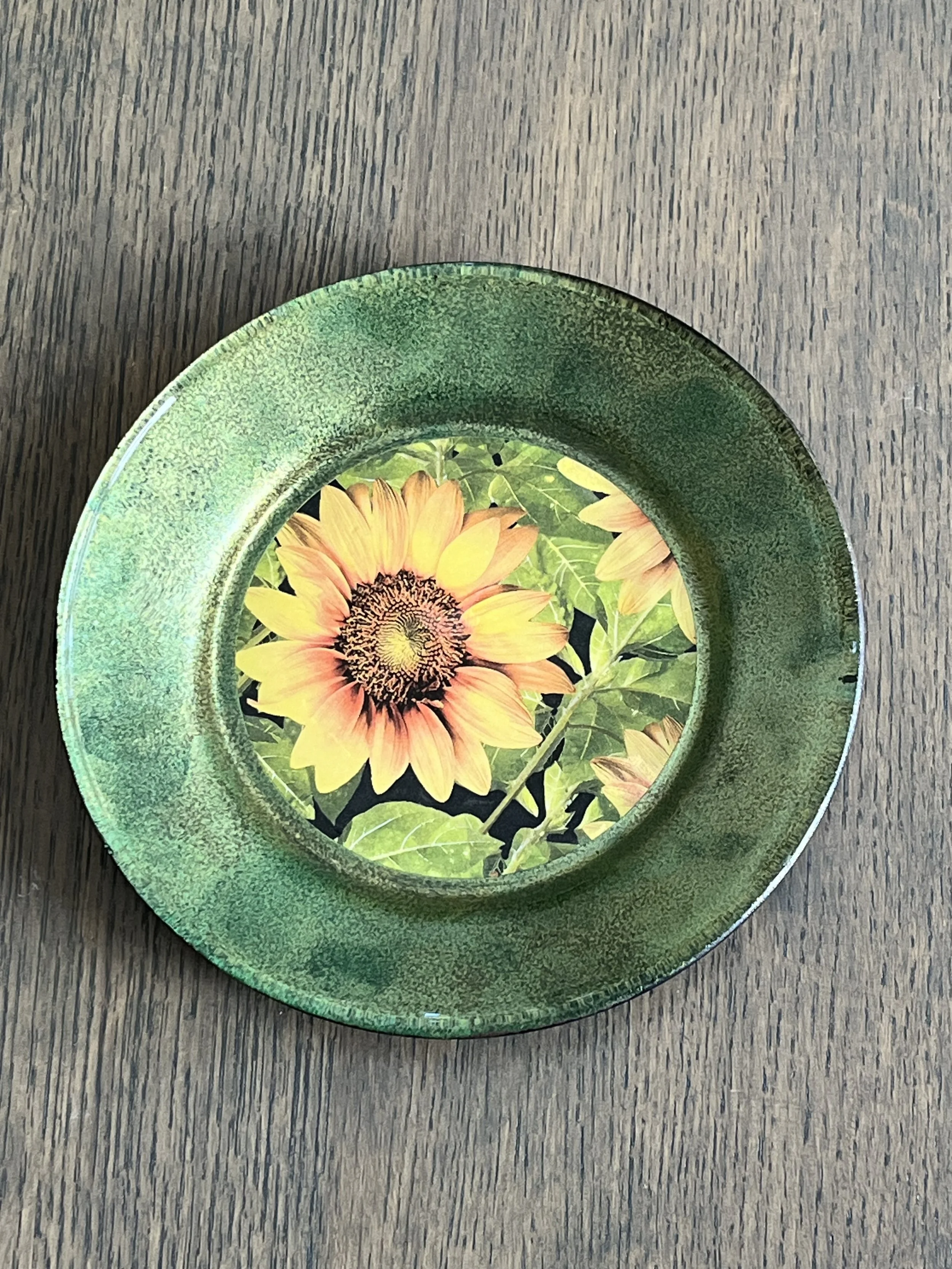 Sunflower dessert plate painted