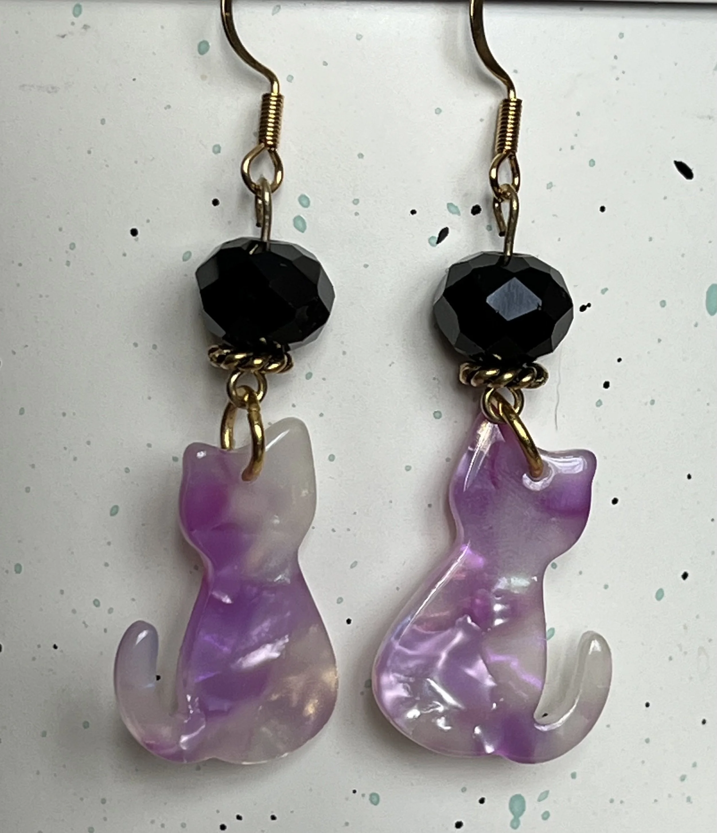 Cat Earrings acrylic purple black