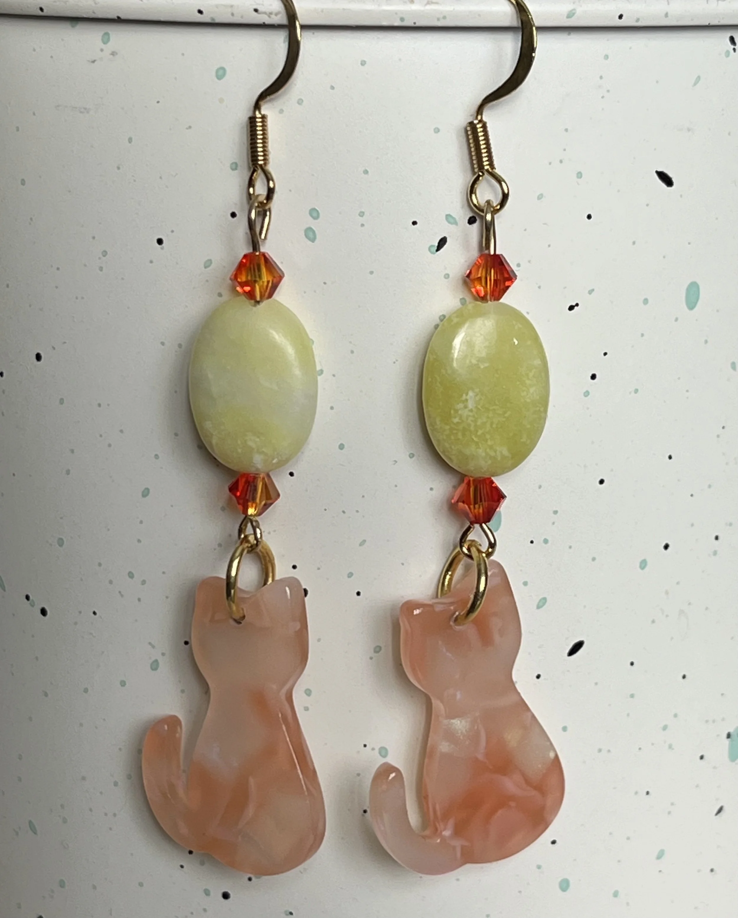 Cat Earrings Orange acrylic