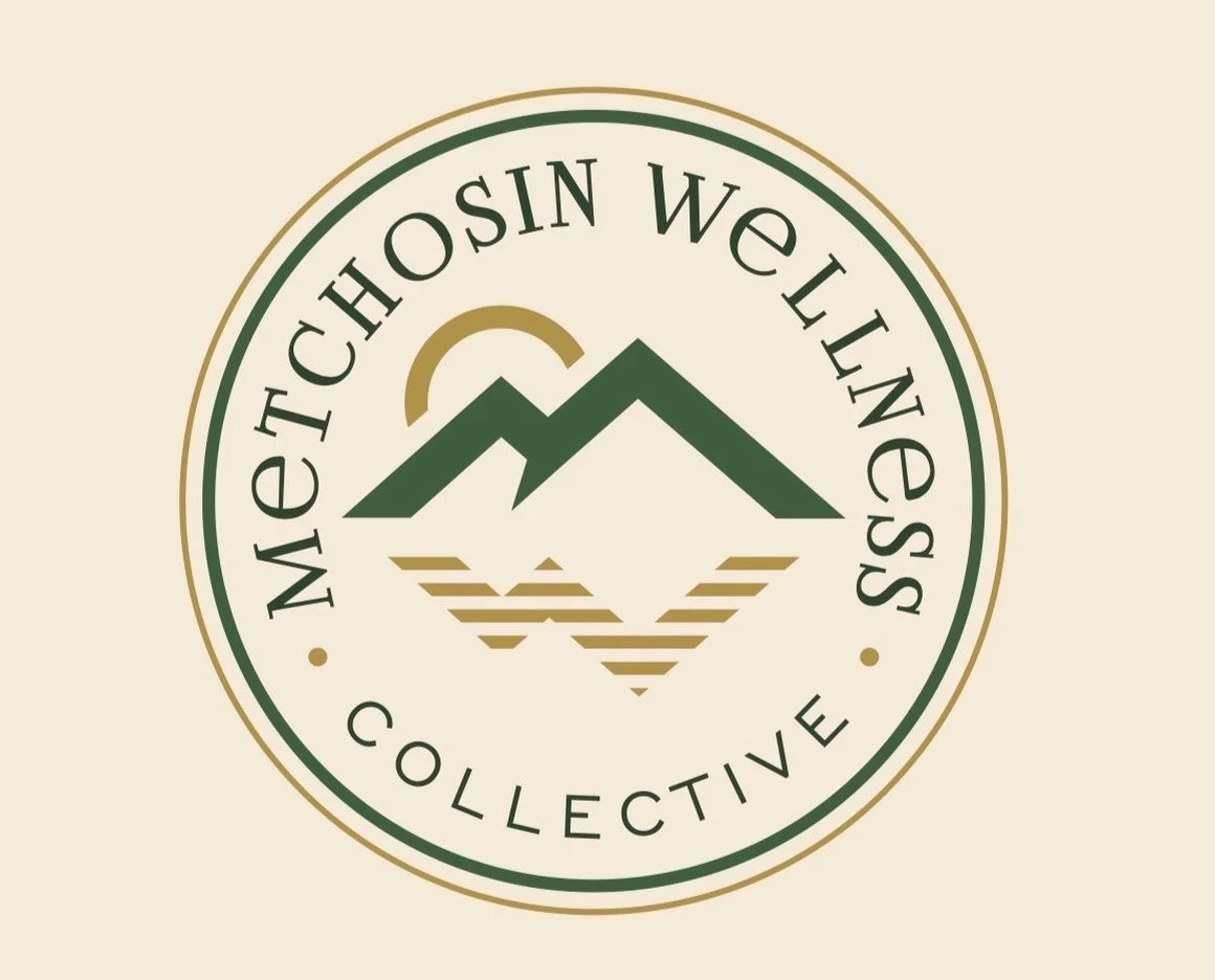 A circular logo with mountains, a setting sun, and water, with the text 'Mountain Chosin Wellness Collective' around the circle.