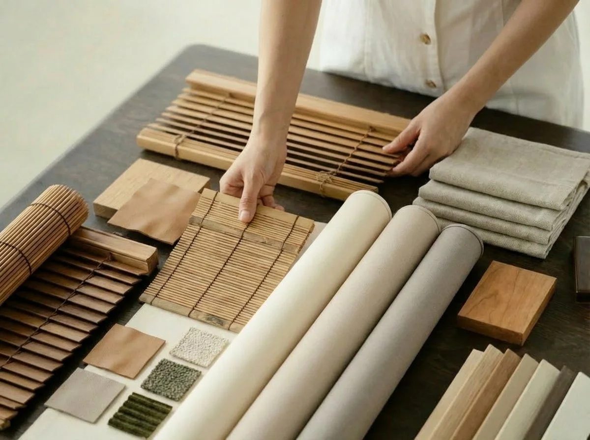 LC Window Treatments flat lay of different treatment materials