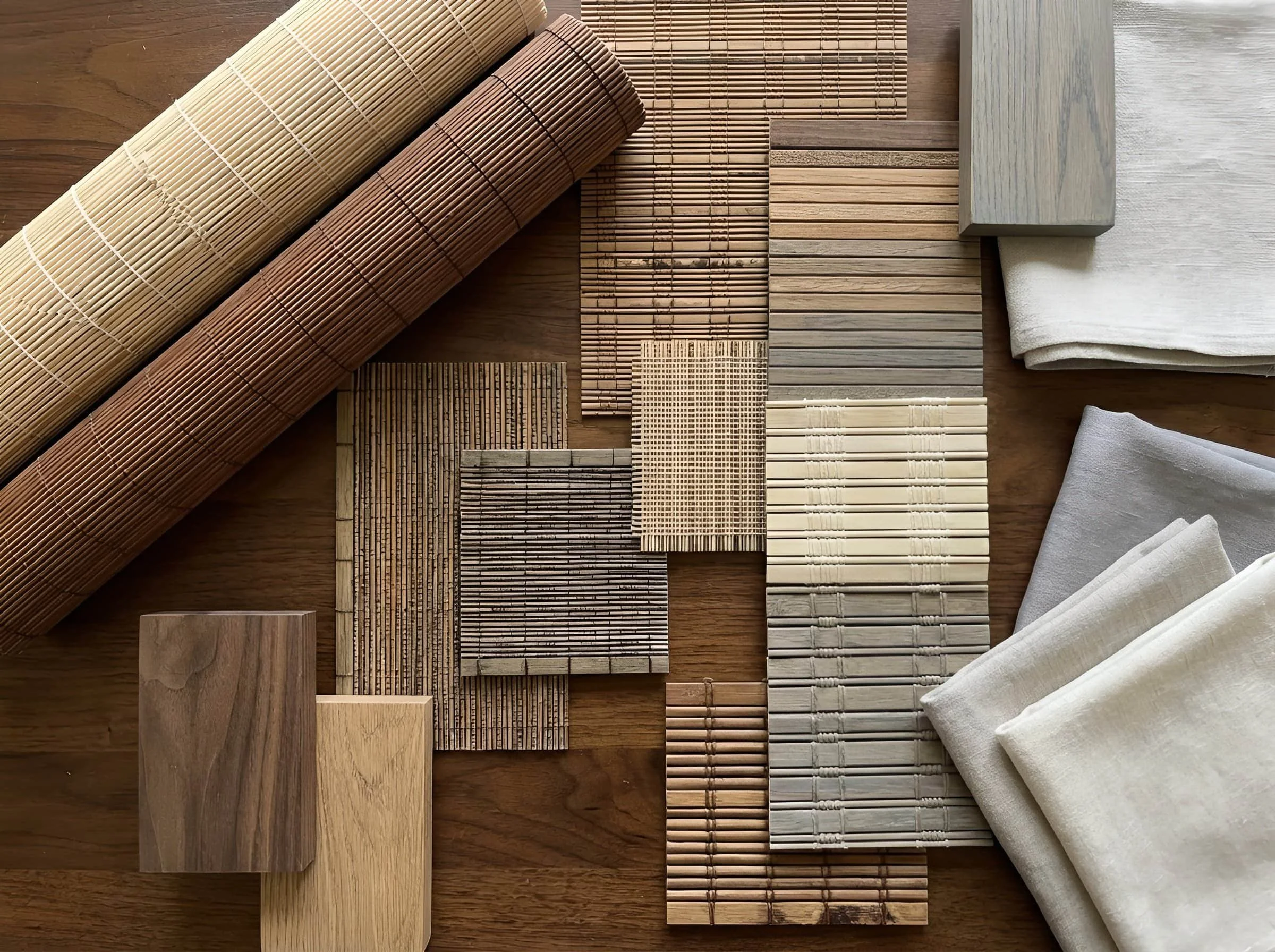 Woven wood shade samples and options