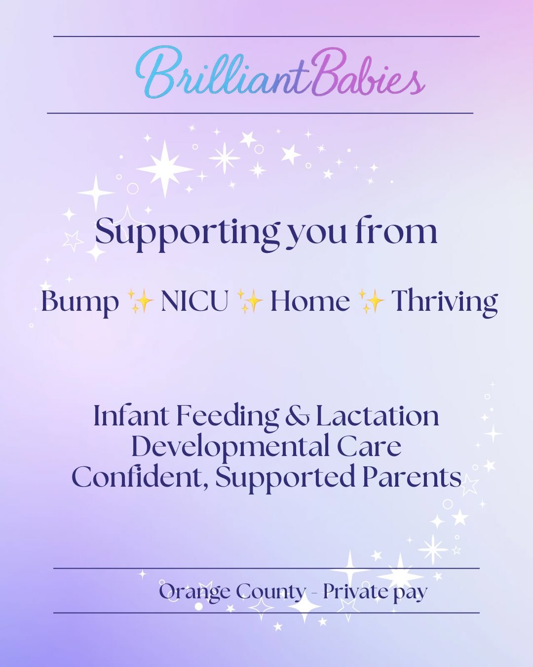 Brilliant Babies was created so you don&rsquo;t have to wait for &ldquo;something to be wrong.&rdquo;

We support:
✨ High-risk pregnancies preparing for the NICU
✨ NICU graduates transitioning home
✨ Breastfeeding &amp; bottle feeding challenges
✨ Ty