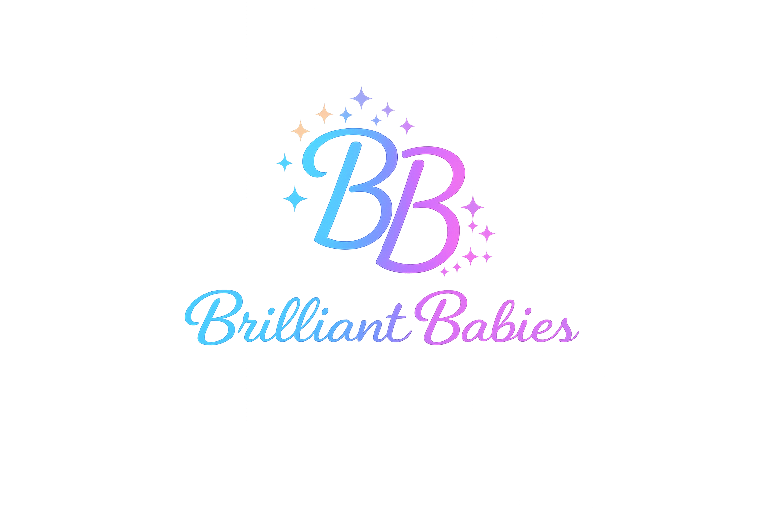 Neon sign with the text "BB Brilliant Babies" in blue and pink colors, with star accents.