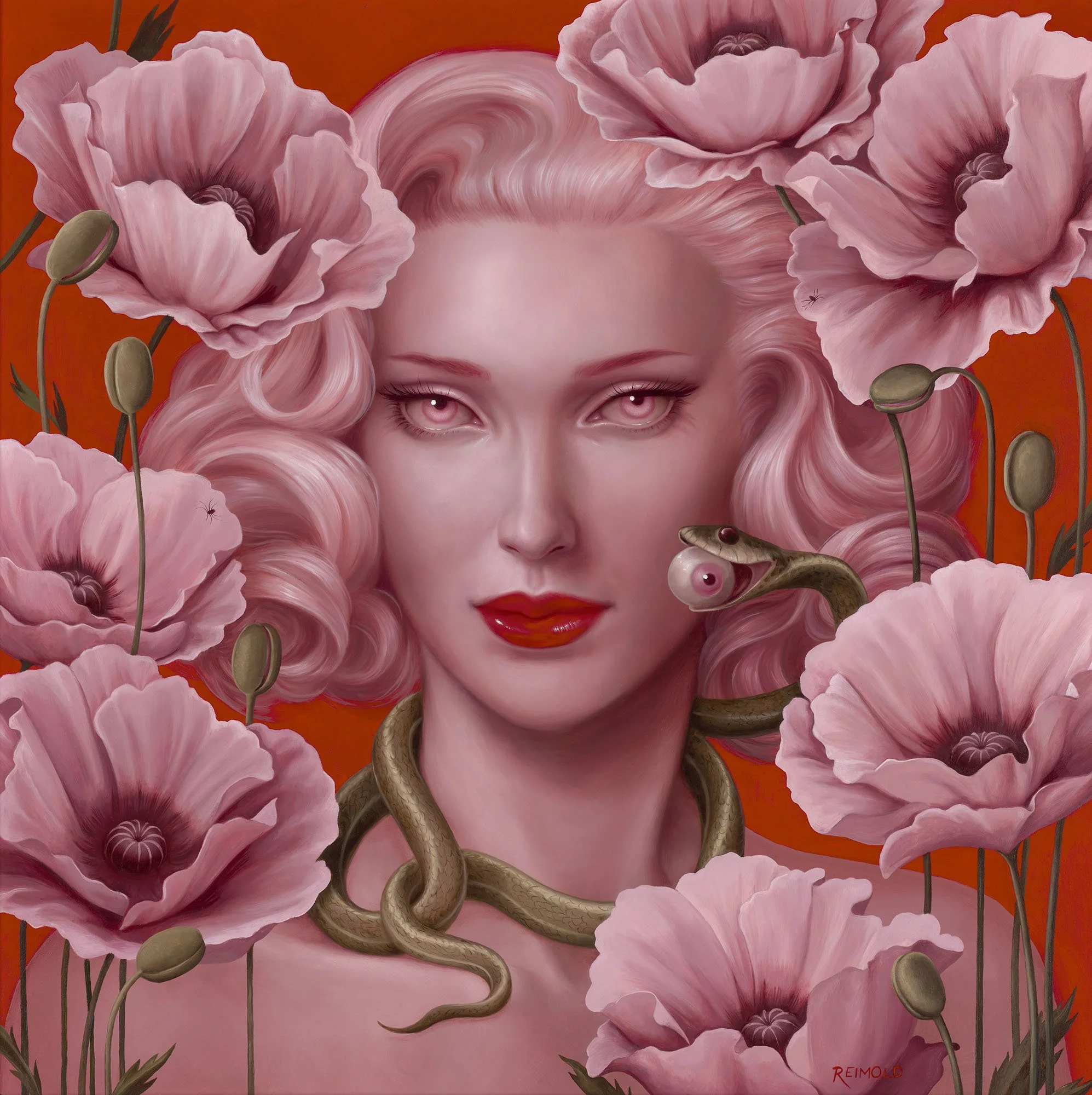 Eve and the snake, 12x12, oil on board