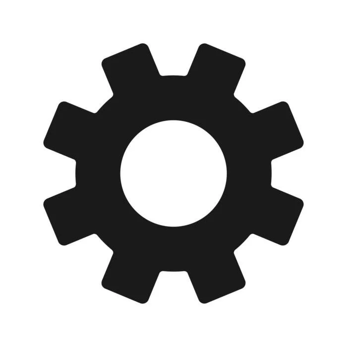 Silhouette of a gear or cogwheel.
