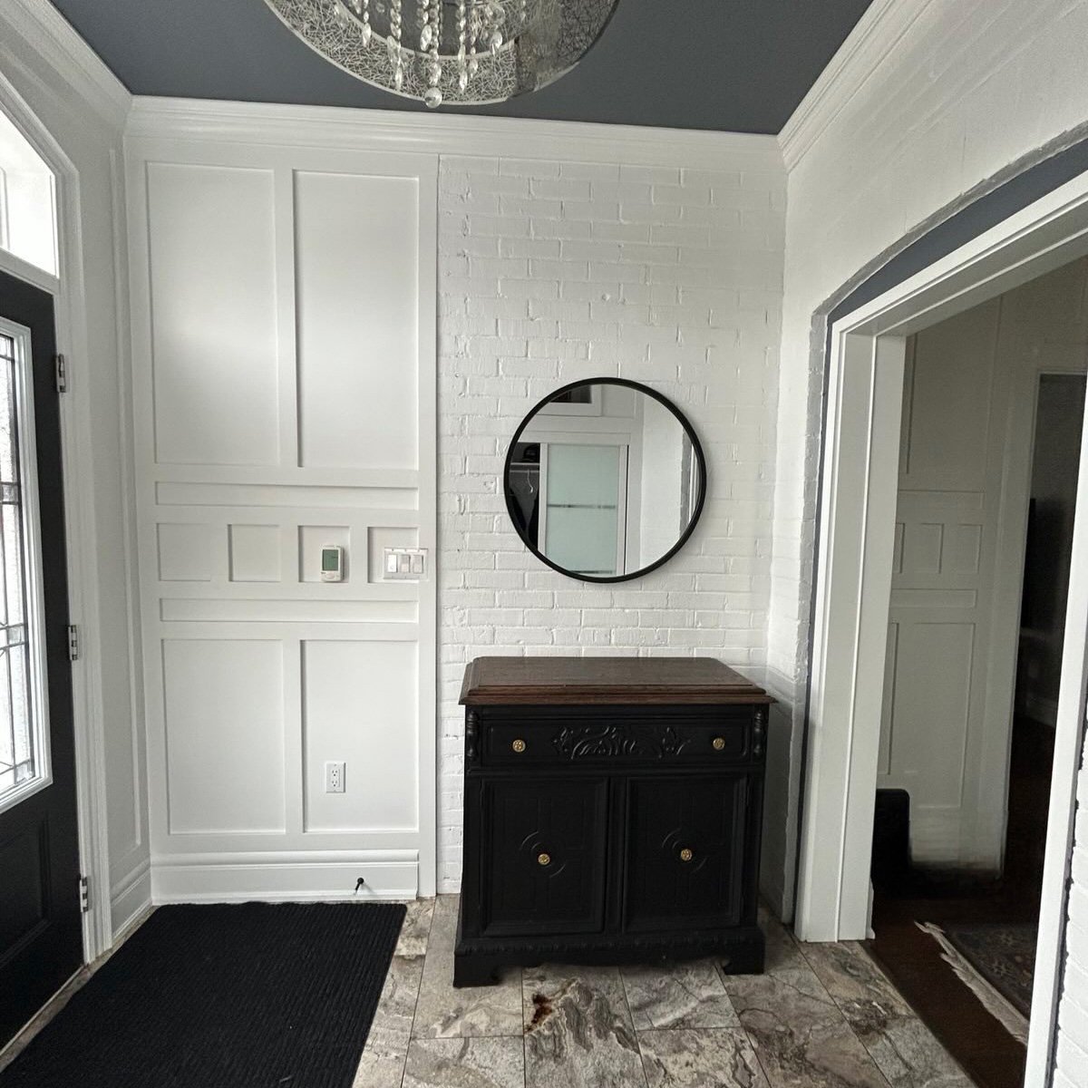 Durable enamel finish on interior trim, door casings and baseboards by Major Painting in Kitchener and Waterloo showing crisp lines and smooth application