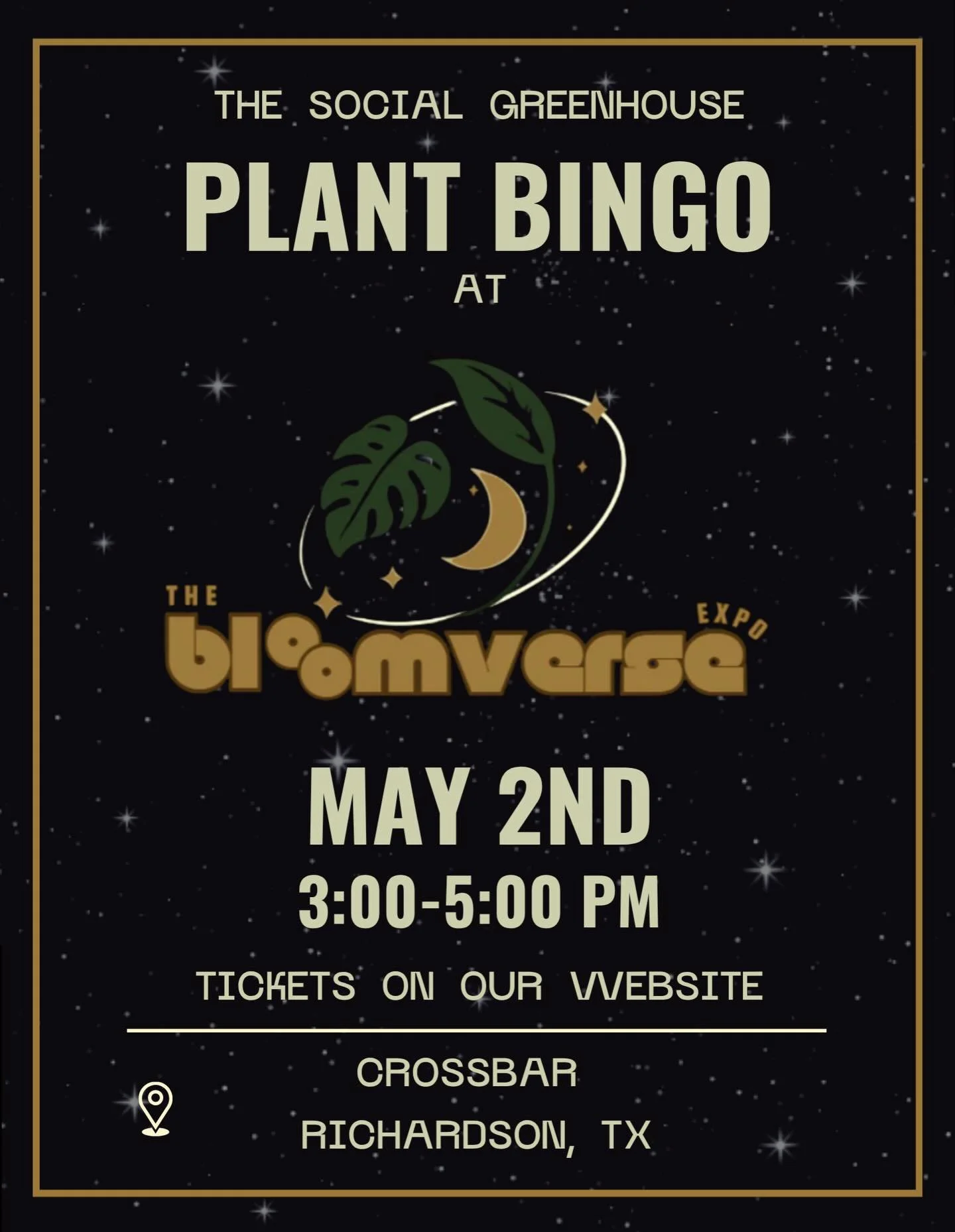 Plant Bingo is coming to Bloomverse May 2nd at Crossbar in Richardson. This is one of the largest plant expos in DFW this year. Wander around the vendor floor and shop from local vendors, grab a drink at the bar, then stop by to win a plant at bingo.