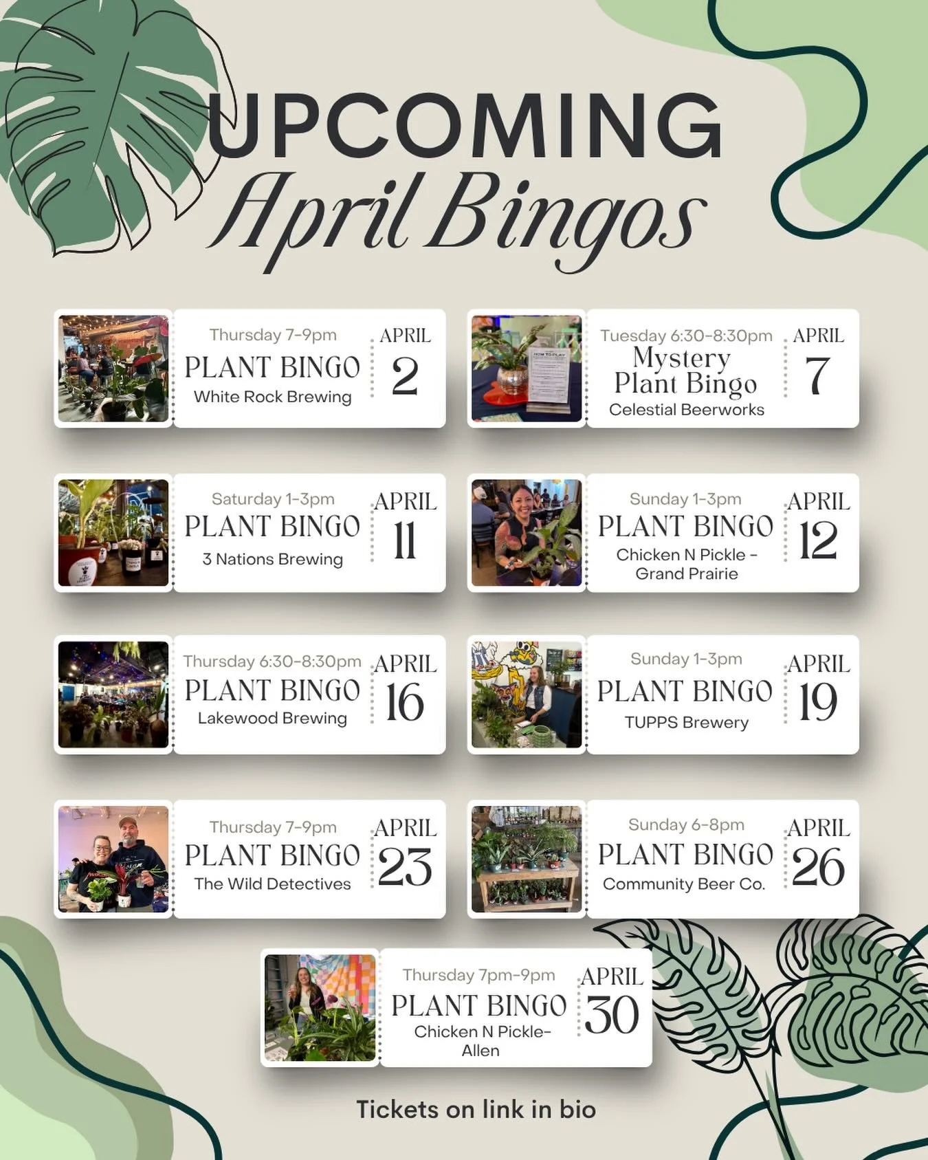 Bingo coming to a venue near you all month long! To reserve your spot visit our website in our bio. 

June dates go on sale April 1st so check back often for new event listings.
