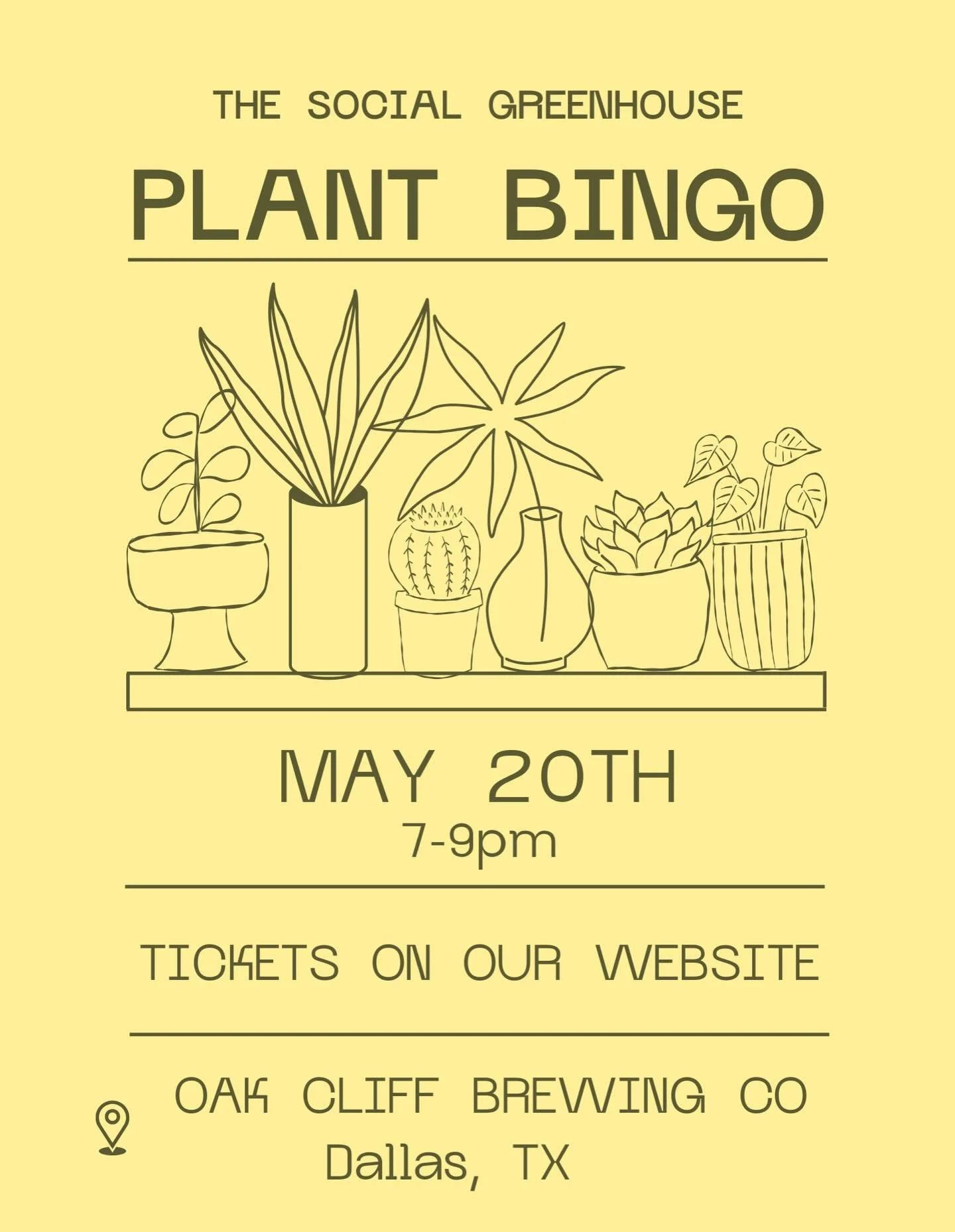 Plant bingo returns to Oak Cliff Brewing in Dallas on May 20th. Grab your tickets before they sell out.