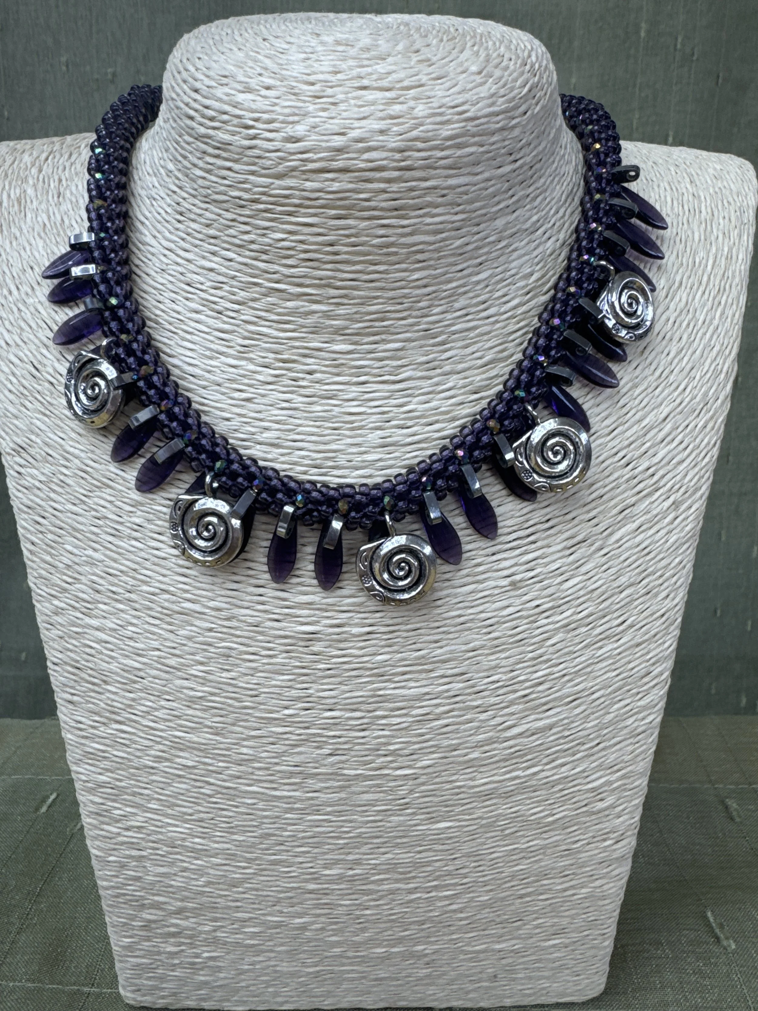 Amethyst Spiral Kumihimo Necklace