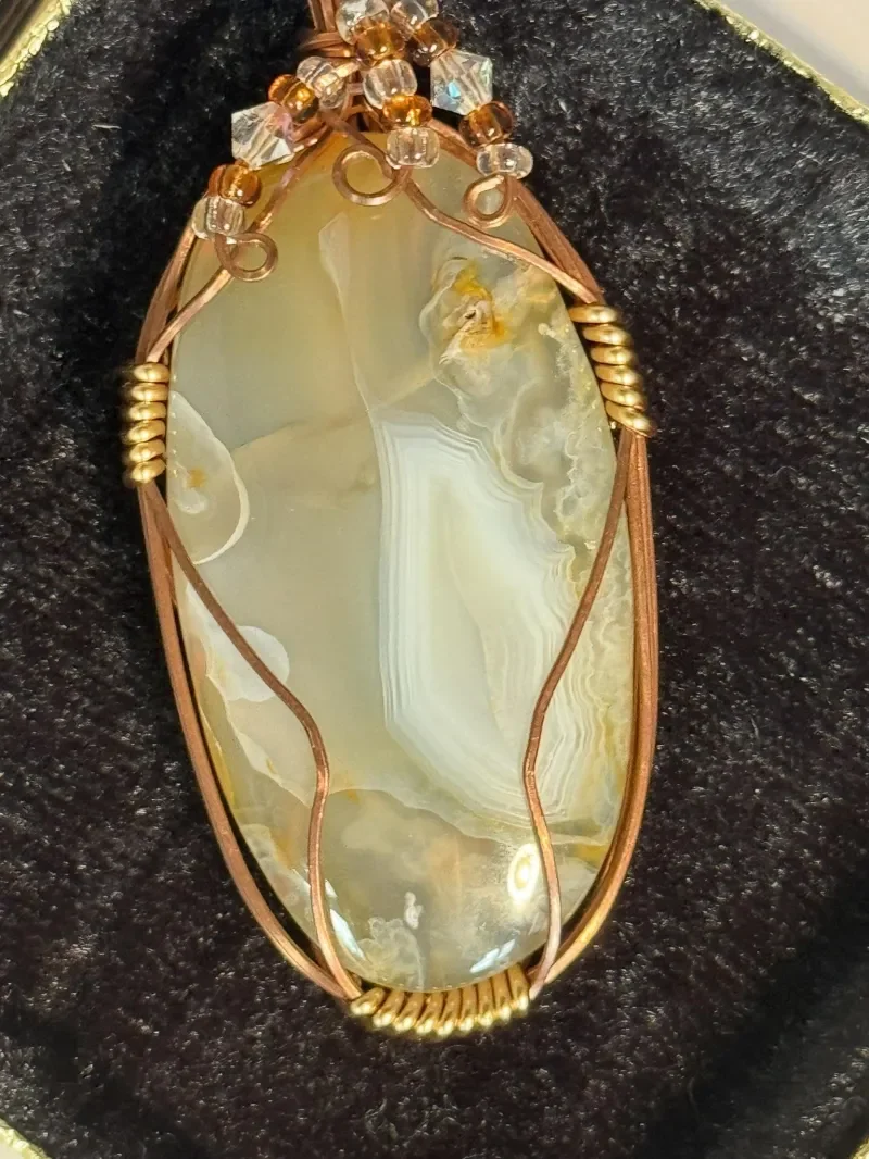 Agate Wire-Wrapped Pendant in Copper